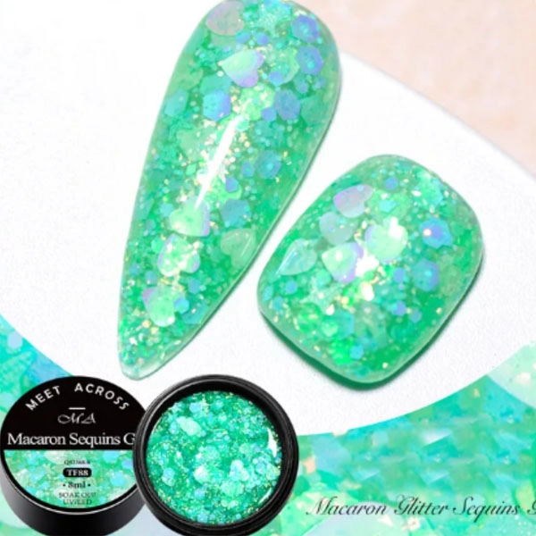 LED UV színes zselé - Macaron glitter, 8ml