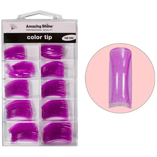 Színes műköröm tipek Purple Glitter - 100db, 1 - 10