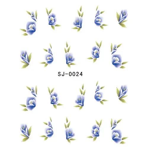 Kék virágok - vizes matricák