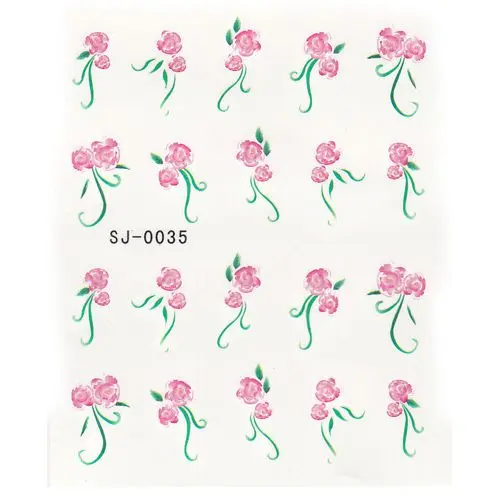 Halvány rózsaszín virágok, levelek - díszítő vizes matricák
