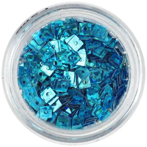 Hologrammos lyukas konfettik - türkizkék négyzetek
