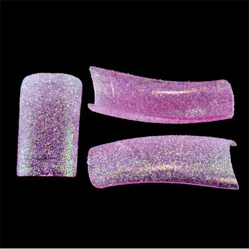 Rózsaszínes lila, ragasztható glitteres műköröm - 500db