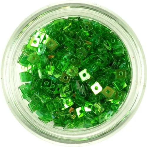 Áttetsző lyukas konfettik - kis zöld négyzetek
