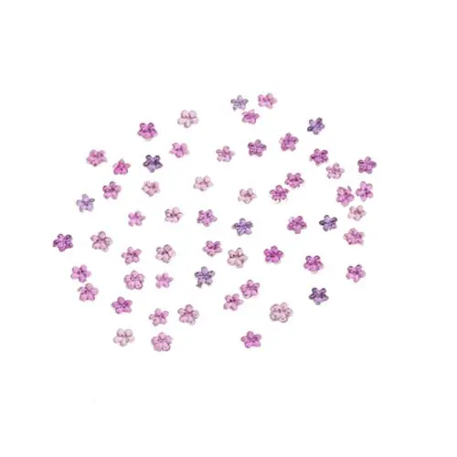 Lila körömdíszítő kövek - virágok 50db