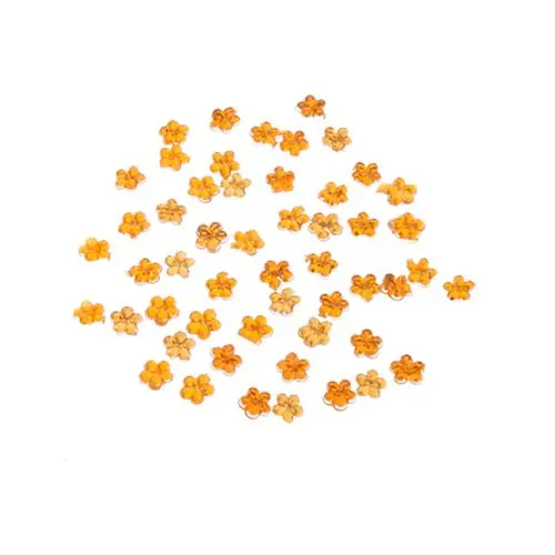 Világos narancssárga körömdíszítő kövek - virágok, 50db