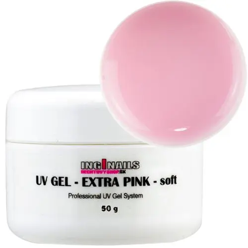 UV zselé Inginails - Extra Pink Soft, 50g/műköröm építő zselé