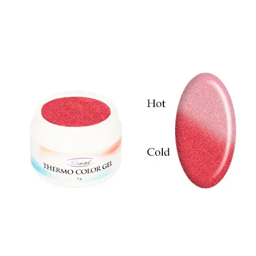 Thermo színes UV zselé - RED GLITTER/ROSE GLITTER, 5g