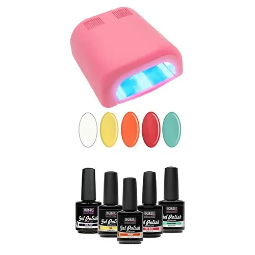 UV/LED rendszer - próba szett kicsi 5x15ml + 4.cs. rózsaszín lámpa 36W