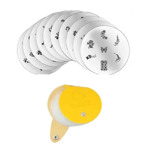 Készlet 10db pecsételő mintakorongból és mintakorong tartóból