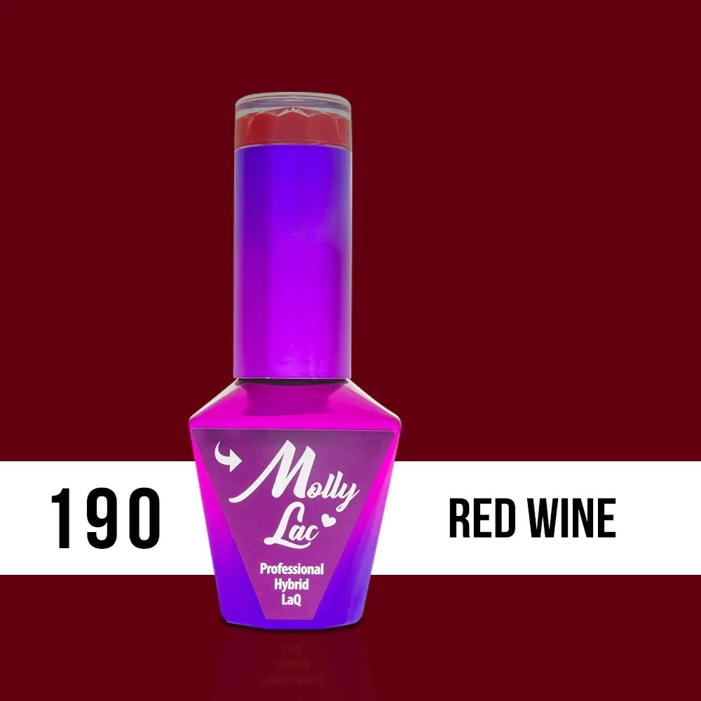 MOLLY LAC gél lakk Hearts and Kisses - Red Wine 190, 10ml/gél lakk készítés