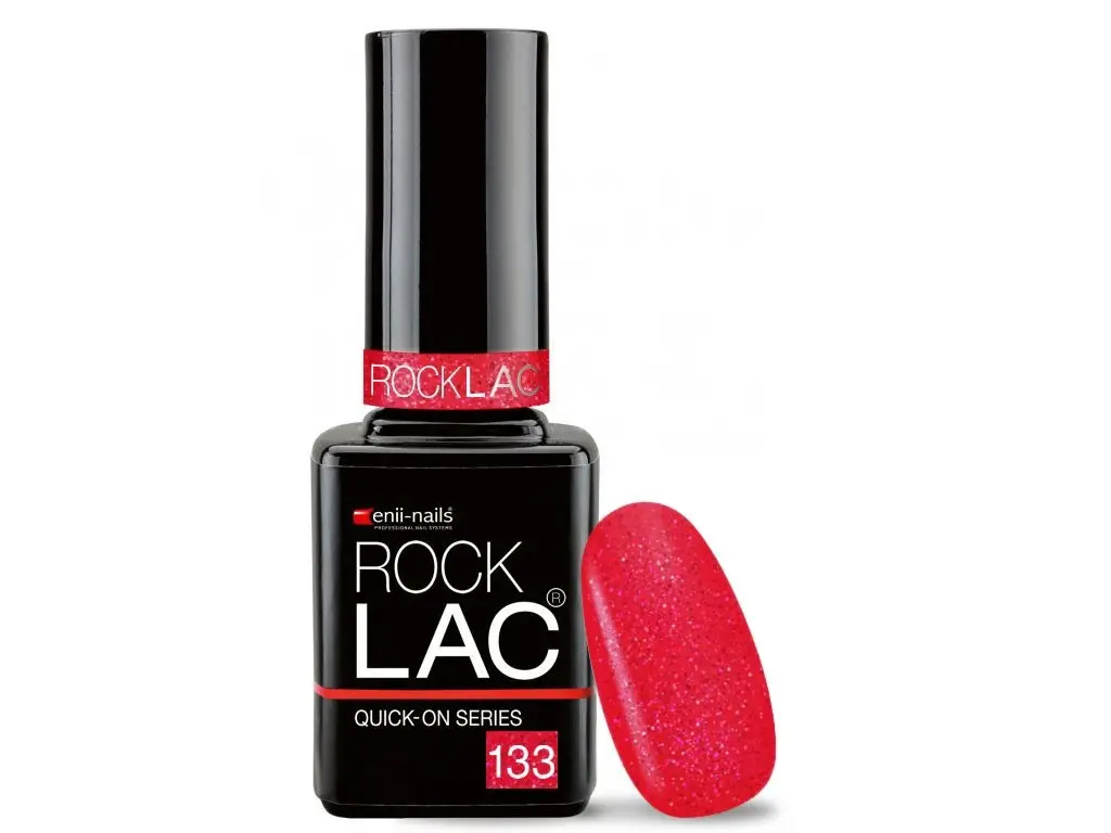 RockLac 133 - pirosas rózsaszín csillámmal, 11ml