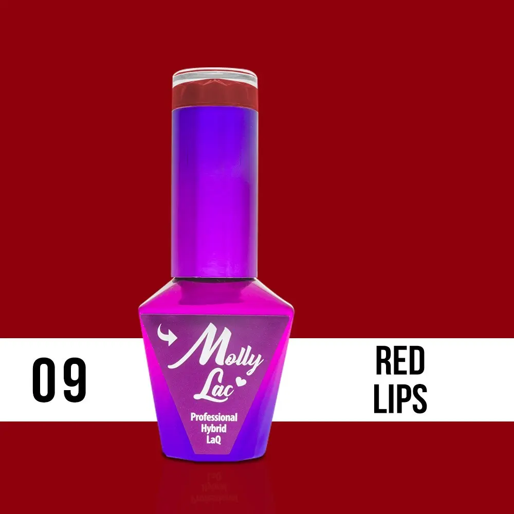 MOLLY LAC UV/LED gél lakk Glamour Women - Red Lips 09, 10ml/gél lakk készítés