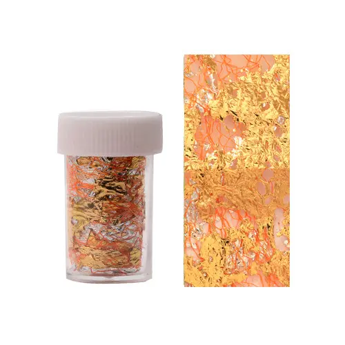Körömdíszítő fólia – arany színben narancssárga hálóval