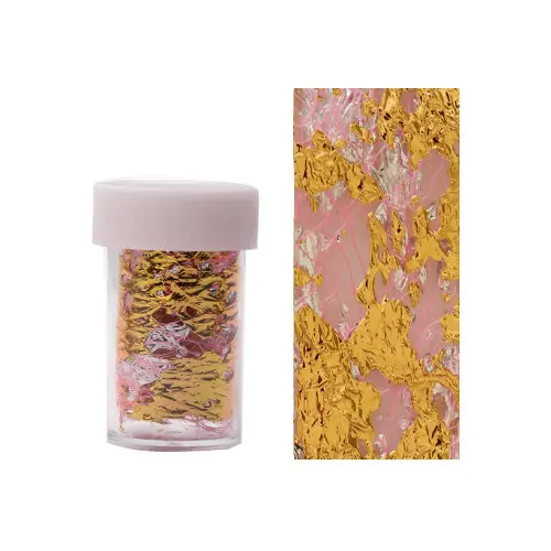 Körömdíszítő fólia – arany színben rózsaszín hálóval 