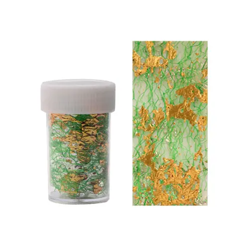 Körömdíszítő fólia – arany színben zöld hálóval
