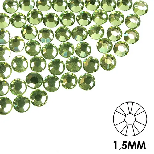 Körömdíszítő kövek - 1,5mm – zöld színben, 50db
