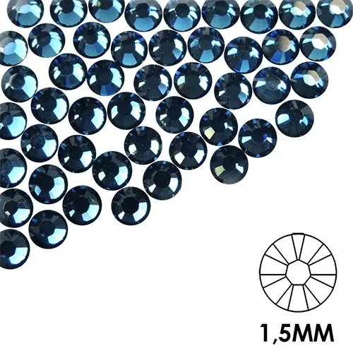 Körömdíszítő kövek - 1,5mm – kék színben, 50db