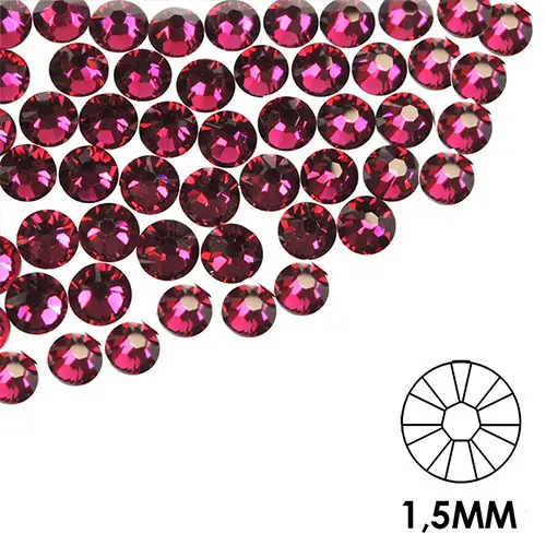 Körömdíszítő kövek - 1,5mm – ciklámen-rózsaszín színben, 50db