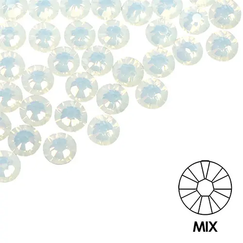 Körömdíszítő kövek - MIX - fehér színben, 100db