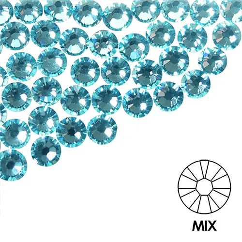 Körömdíszítő kövek - MIX - türkizkék színben, 100db