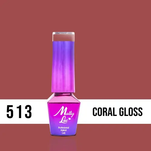 MOLLY LAC UV/LED gél lakk Miss Iconic - Coral Gloss 513, 5ml