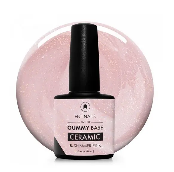 ENII UV/LED gél lakk - Gummy Base Ceramic - 8. Shimmer Pink, 10ml