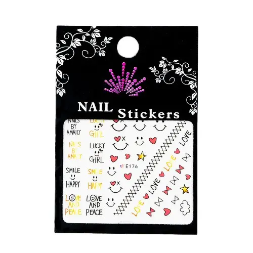 Nail stickers – a smiley face and hearts