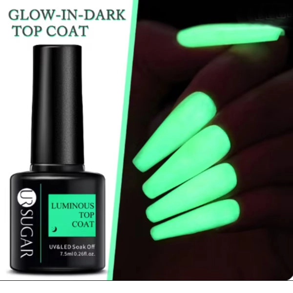 UV/LED soak off - Glow in the dark TOP COAT, 7,5ml