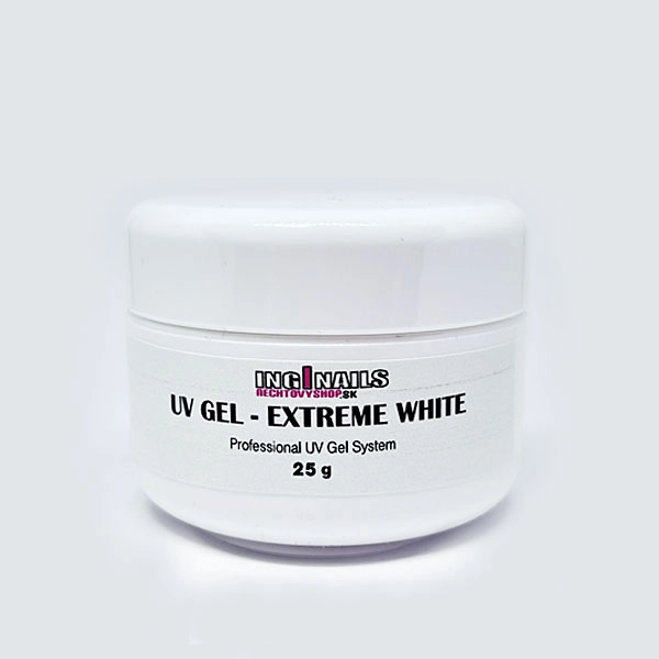 UV zselé Inginails -Extreme White, 25g/műköröm építő zselé