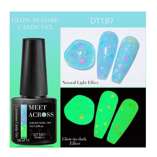 UV/LED gél lakk Glow in the Dark Candy Gel DT187, 7ml