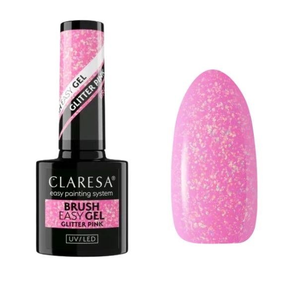Claresa UV/LED Brush Easy Gel - Glitter Pink, 5g