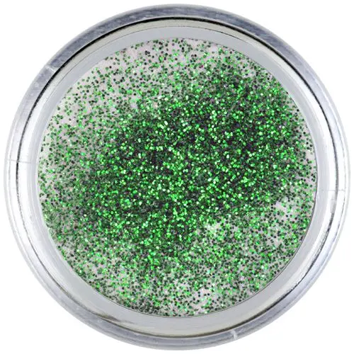 Fehér akril por zöld glitterekkel Inginails 7g - Green Shimmer