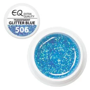 5g, Extra quality UV zselé – 506 Transparent Glitter Blue