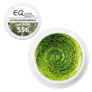 Színes UV zselé – 556 Flip Flop - Glitter Golden Esmerald