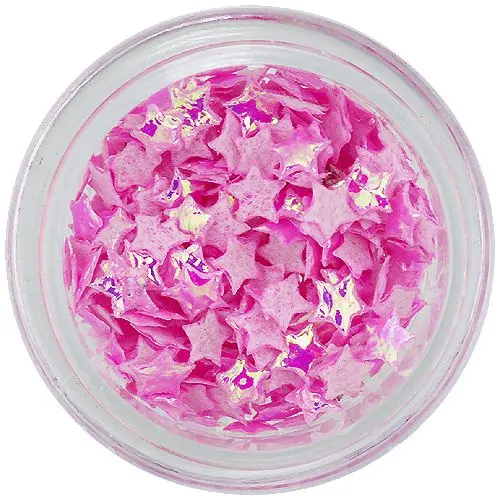 Nail art díszek - textil csillagocskák, világos rózsaszín opál