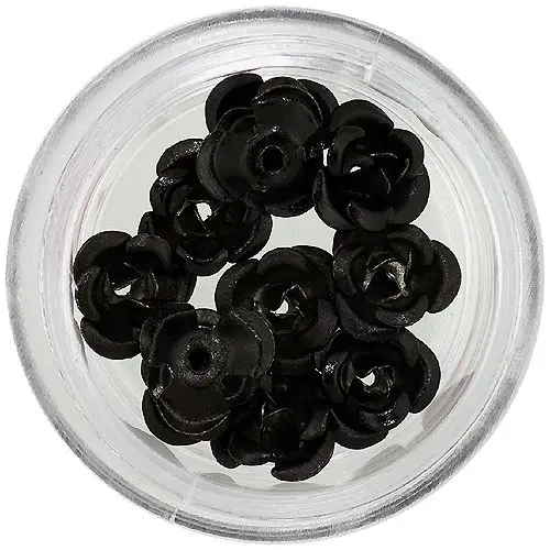 Körömdísz, 10db - fekete kerámia rózsa