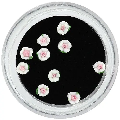 Körömdíszek - akryl virágocskák, fehér