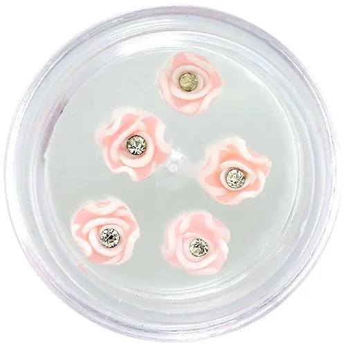 Fehéres-világos rózsaszín akril virágok kövecskével