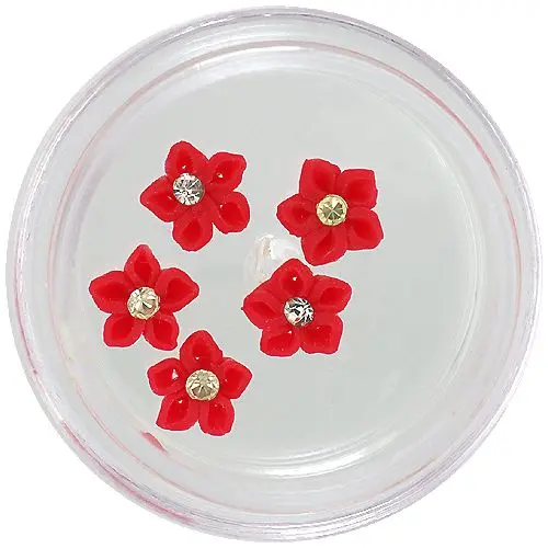 Körömdíszek - akryl virágocskák, piros