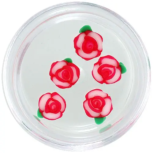 Körömdíszek - akryl virágocskák, pirosas fehér