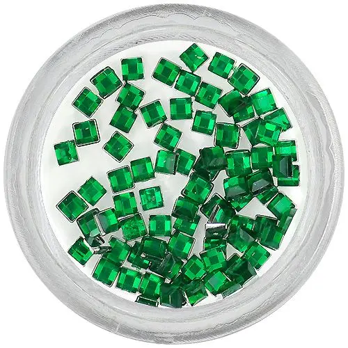 Smaragdzöld körömdíszek - négyzet alakú kövecskék