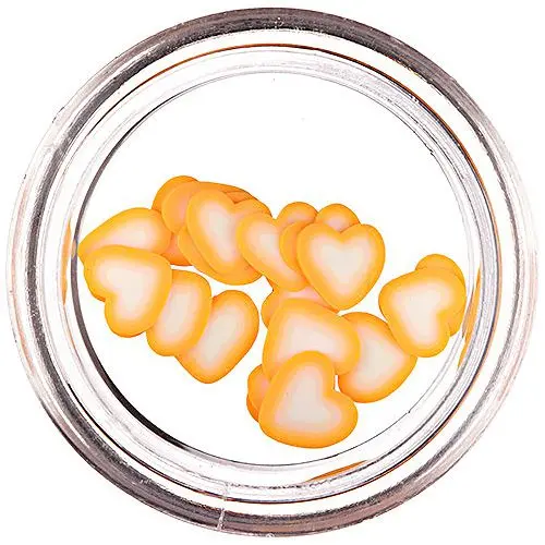 Fimo Nail Art - narancssárgás-fehér színű szívecske szeletek